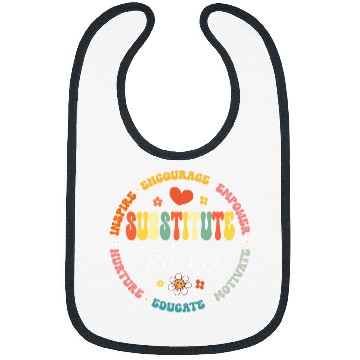 Discover Groovy Substitute Teacher Retro Teacher Back To School 2 Bibs