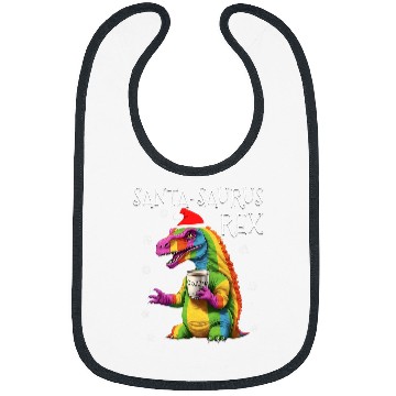 Discover Coffee Fun SantaSaurus rexs Funny Rainbow Dinosaur Coffee Christmas Bibs