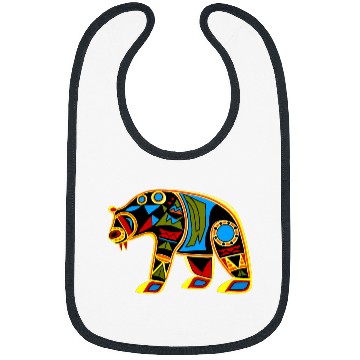 Discover Bear Pet Bear in Native American Plains Art Style Bibs