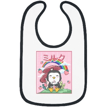 Discover Penguin Pet Cottagecore Aesthetic Kawaii Penguin Strawberry Milk Bibs
