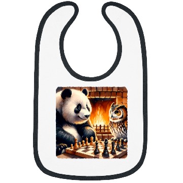 Discover Panda Pet Playing Chess With Owl By Fireplace Cozy Strategy Bibs