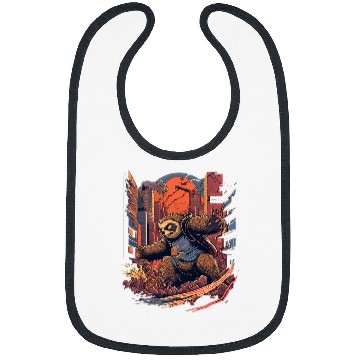 Discover Sloth Pet Kaiju Sloth Slothzilla Monster Attack Tokyo City Bibs