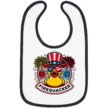 Discover Duck Pet Firequacker 4th of July Rubber Duck USA Flag Bibs