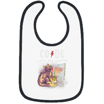 Discover Coffee Fun Cats Code Classic Rock vintages Retro Programming Bibs
