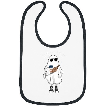 Discover Coffee Fun Spooky Season Cute ghosts Halloween Boo Jee Coffee Leopard Bibs