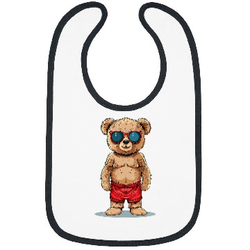 Discover Bear Pet Funny Teddy Bear with Summer swimming trunks Costume Bibs