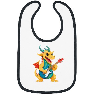 Discover Dragon Pet playing Electric Guitar Chinese Dragon Guitarist Bibs
