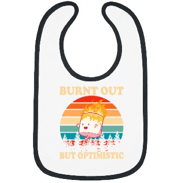 Discover Burnt Out But Optimistic Marshmallow Retro Sunset Camping 1 Bibs