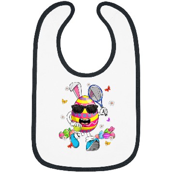 Discover Funny Easter Egg Playing Tennis Bunny Ears Easter Day Boy Bibs