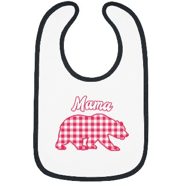 Discover Bear Pet Mama Bear Red Gingham Plaid Bibs