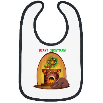 Discover Bear Pet Beary Christmas Sleeping Bear with Fireplace Bibs
