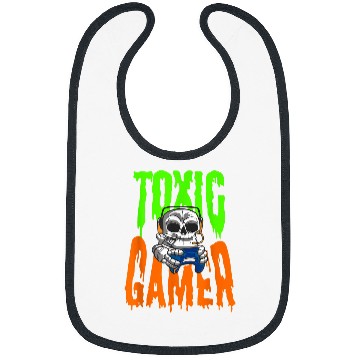 Discover Funny Halloween Deadass Toxic Gamer Gaming Controller Skull Bibs