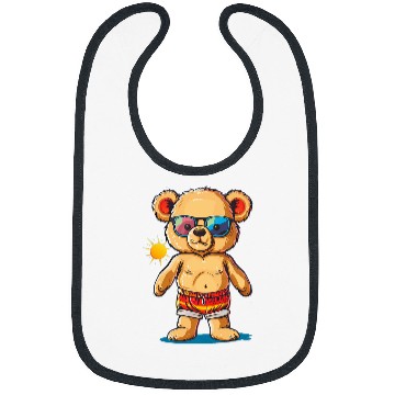 Discover Bear Pet Pool Teddy Bear with swimming Trunks and Sunglasses Bibs
