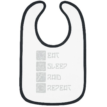 Discover Eat Sleep Raid Repeat Funny Viking Gaming MMORPG RPG Lover Bibs