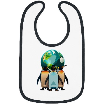 Discover Penguin Pet Earth Globe Environment Black Green Blue Orange Top Bibs
