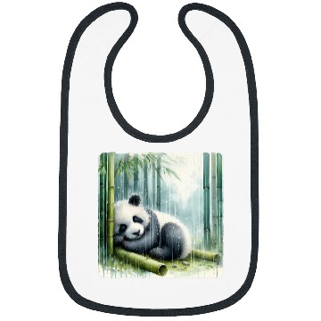 Discover Panda Pet Sleeping Under Bamboo While Gentle Rain Sleep Serene Bibs