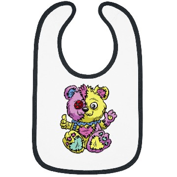 Discover Bear Pet Gothic pastel ripped teddy bear Voodoo goth kawaii Comic Bibs