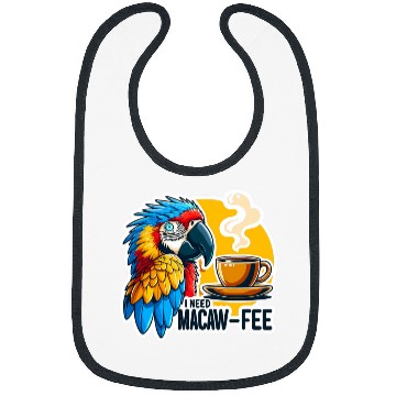 Discover Coffee Fun Blue Gold Macaw MacawFee Coffee Lover Bibs