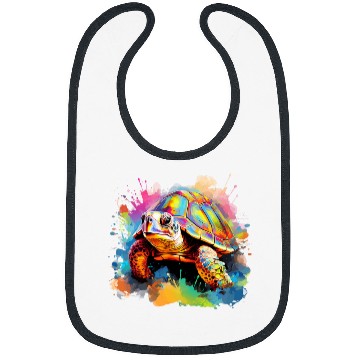 Discover Colorful Splash Art Box Turtle Lover Bibs
