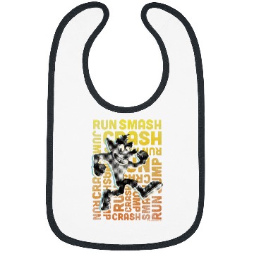 Discover Crash Bandicoot Run Smash Crash Gradient Text Logo Jumble Bibs