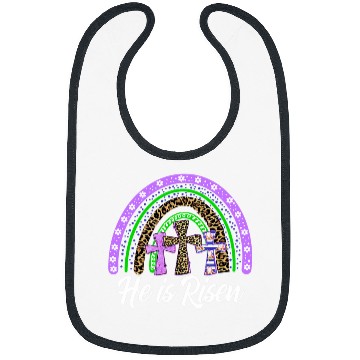 Discover He Is Risen Leopard Rainbow Christian Jesus Happy Easter Day Bibs