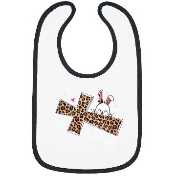 Discover He Is Risen Leopard Cross Bunny Easter Day Christian Faith Bibs
