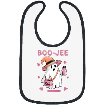 Discover Coffee Fun Boo Jee ghosts Drinking Coffee Spooky Pink Funny Halloween Bibs
