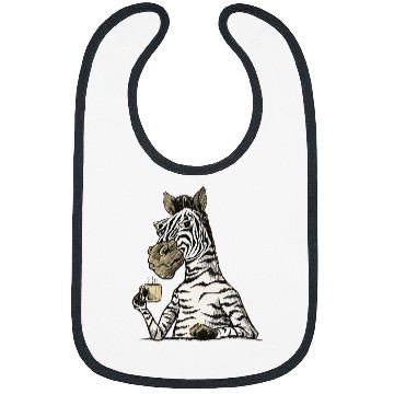 Discover Coffee Fun bored zebra drinking coffee Bibs