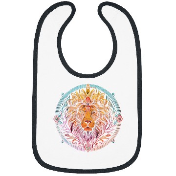 Discover Lion Pet African Animal Face Head Colorful Flower Mandala Lion Bibs