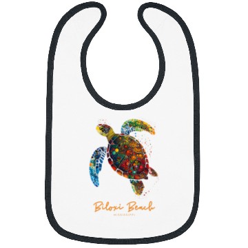 Discover Turtle Pet Biloxi Mississippi Vacation Beach Retro Sea Turtle Bibs