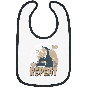 Discover Coffee Fun Grim Sip Scream Repeat Halloween Coffee 1 Bibs