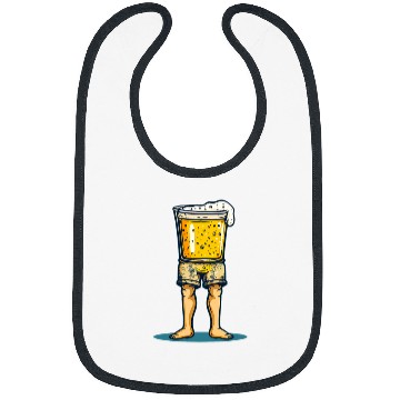 Discover Beer Fun Running Beer in Swim Trunks for Beach and Summer Vacation Bibs