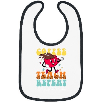 Discover Coffee Fun Teach Repeat Preschool Teacher Leopard Back To School Bibs