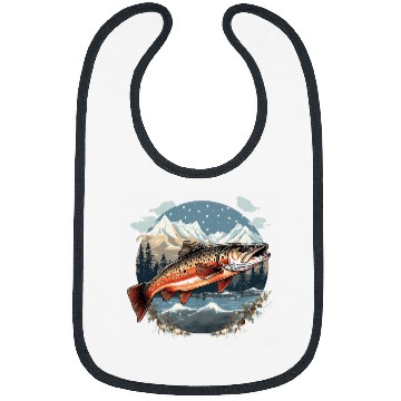 Discover Fisherman American US Flag With Fly Fishing Brook Trout Fish 18 Bibs