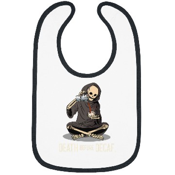 Discover Coffee Fun Death Before Decaf Coffee Halloween Skeleton Bibs