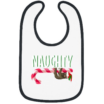 Discover Sloth Pet Naughty Christmas Sloth in Santa Hat Peppermint Candy Cane Bibs