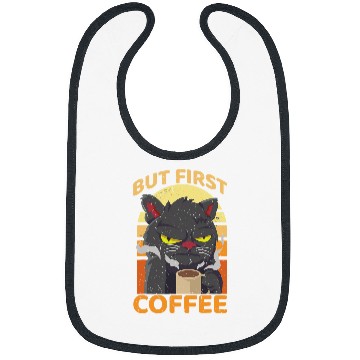 Discover Coffee Fun But First Coffee Cat Coffee Lover Bibs
