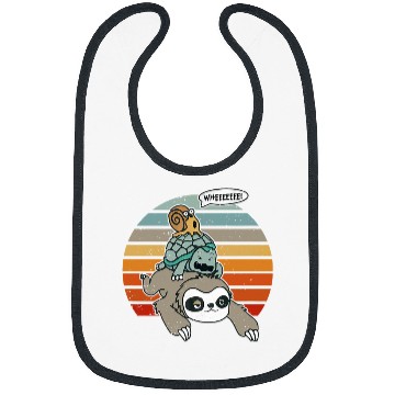 Discover Sloth Pet SLOWPOKE Sloth Turtle Snail Retro Sunset Cute Animals Bibs