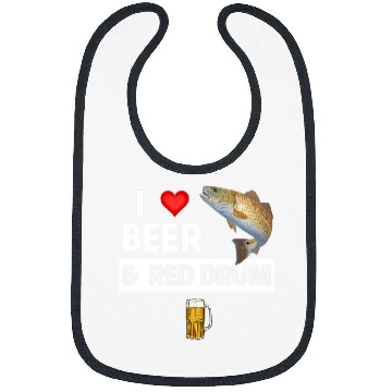 Discover Fishing Fun I Love Beer and Red Drum Fishing Lake Redfish Drinking Bibs