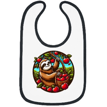 Discover Sloth Pet Apple Picking Autumn Season Bibs