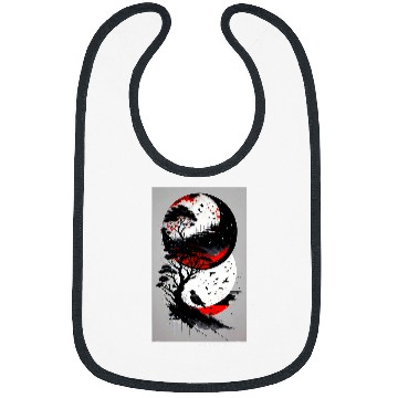 Discover Japanese Tree Red Moon With Birds Flying in background Graph 1 Bibs