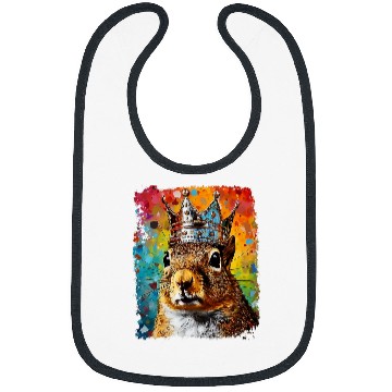 Discover Squirrel Pet Pop Art Zoo Farm Animal Squirrel Crown King Queen Bibs