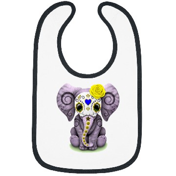 Discover Elephant Pet sugar skull yellow rose elephant day of Deads halloween Bibs