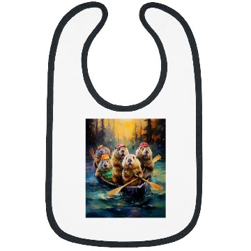 Discover No2 funny beavers in the boat kayak Canadians paddling Bibs