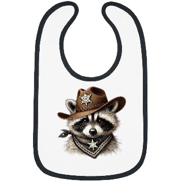 Discover Raccoon Pet Sheriff Funny Trash Panda Western Country 2 Bibs