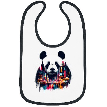 Discover Panda Pet Double Exposure Giant Panda Chinatown Landscape Chinese Art Bibs