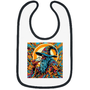 Discover Beer Fun psychedelics Art Trippy Navy Blue Weird Wizard Drinking Beer Bibs