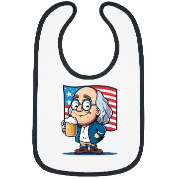 Discover Beer Fun Ben Beer 4th of July Benjamin Franklin USA Merica Bibs