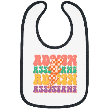 Discover Admin Assistant Retro Groovy Lightning Bolt Office Secretary Bibs