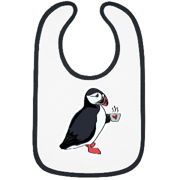Discover Coffee Fun Puffin Drinking Coffee Bibs